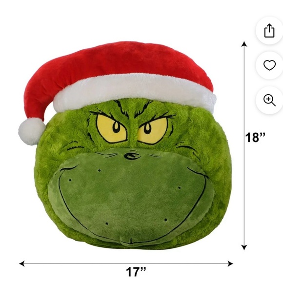 NEW DR. SEUSS THE GRINCH 16” PLUSH PILLOW - Picture 2 of 3